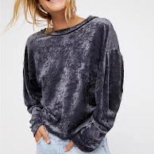 We The Free Charcoal Velvet Top